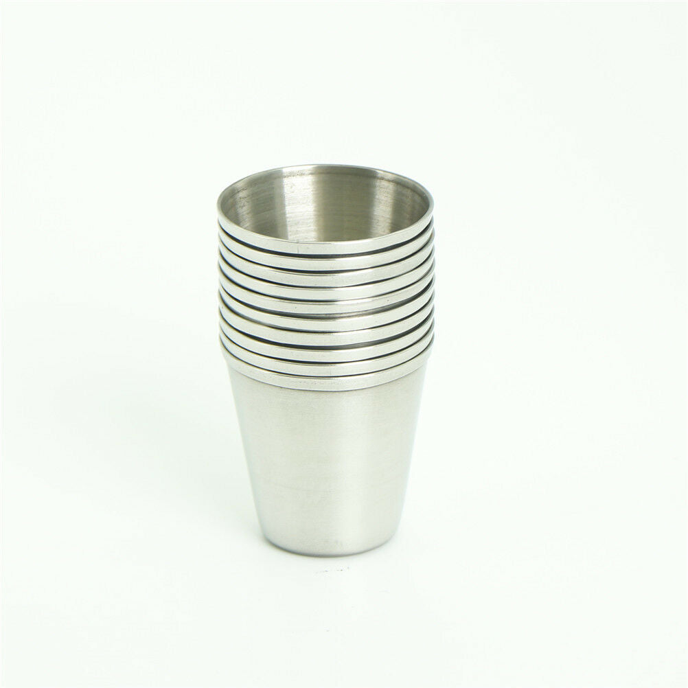 10Pcs 30ml Portable Stainless Steel Wine Drinking Shot Glasses Barware Cup XC