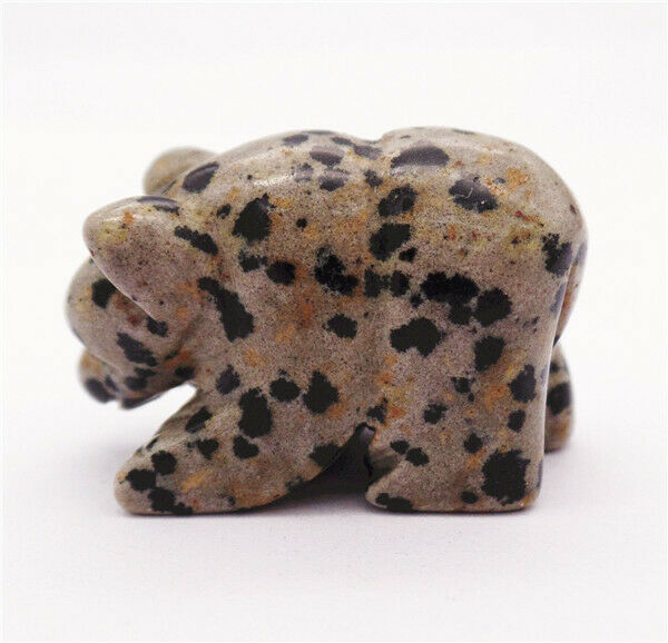 35x23x15mm Natural Dalmation Jasper Carved Bear Decoration Statue Decor HH7751