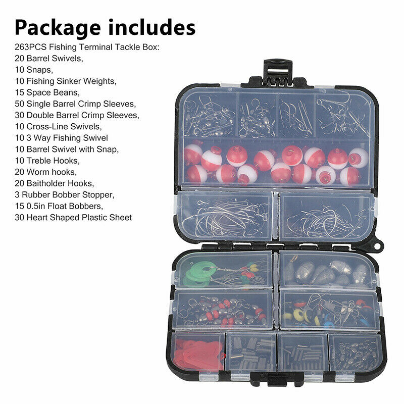 263PCS Fish Tackle Box Fishing Accessories Case Fish Hook Lure Parts Kit SetBDA