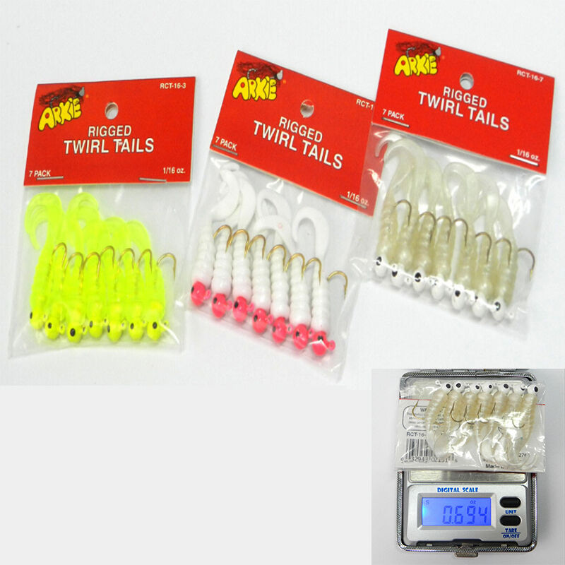 Fishing Jigs Lure Sea Bass Bait Jig Head Twirl Tails Worm Baits 7 Pcs/Lo.l8