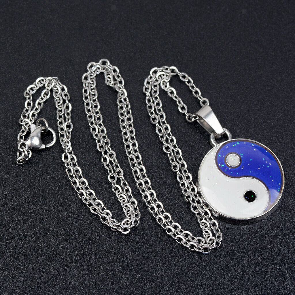 Yin Yang Gossip Colour Changing Mood Necklace Choker Chain Jewelry for Mens
