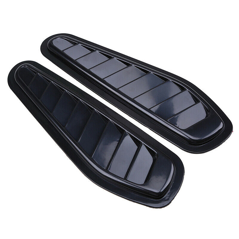 Pair Sport Black Air Flow Vent Bonnet Car Front Hood Scoop Cover Trim Decor