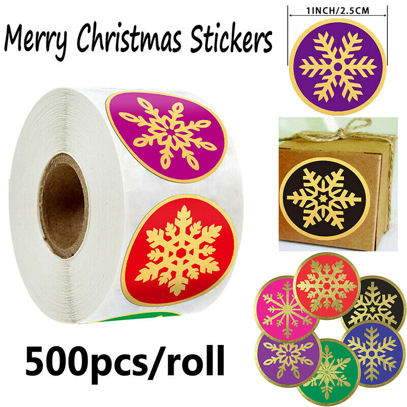500pcs Christmas Snowflake Stickers Gifts Packaging Sealing Labels Xmas DecoBDA