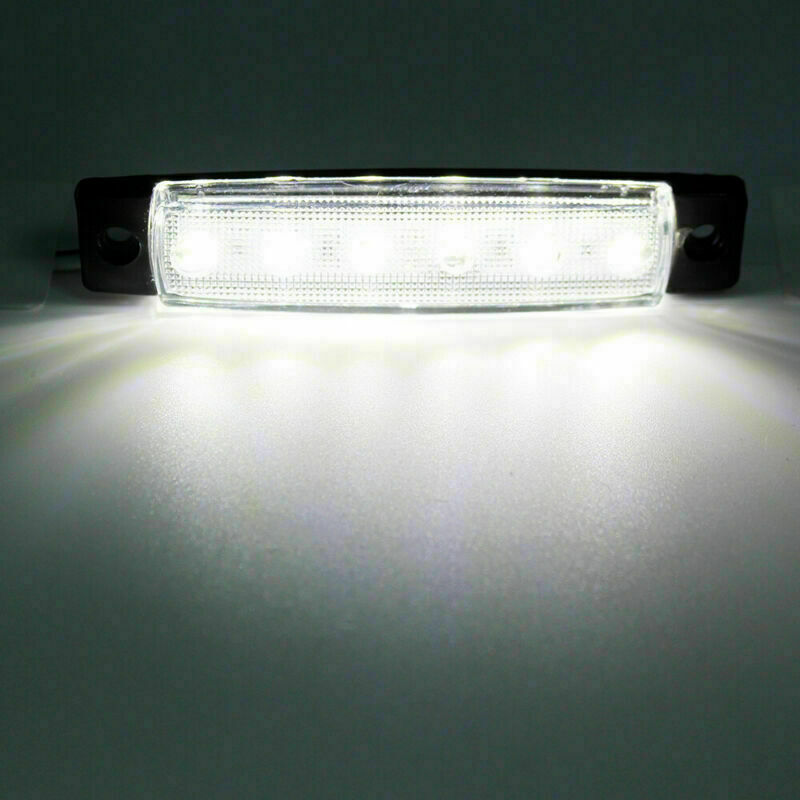 50x 3.8" White Side Marker Clearance Lights 6 LED for Car Truck Boat Trailer 24V