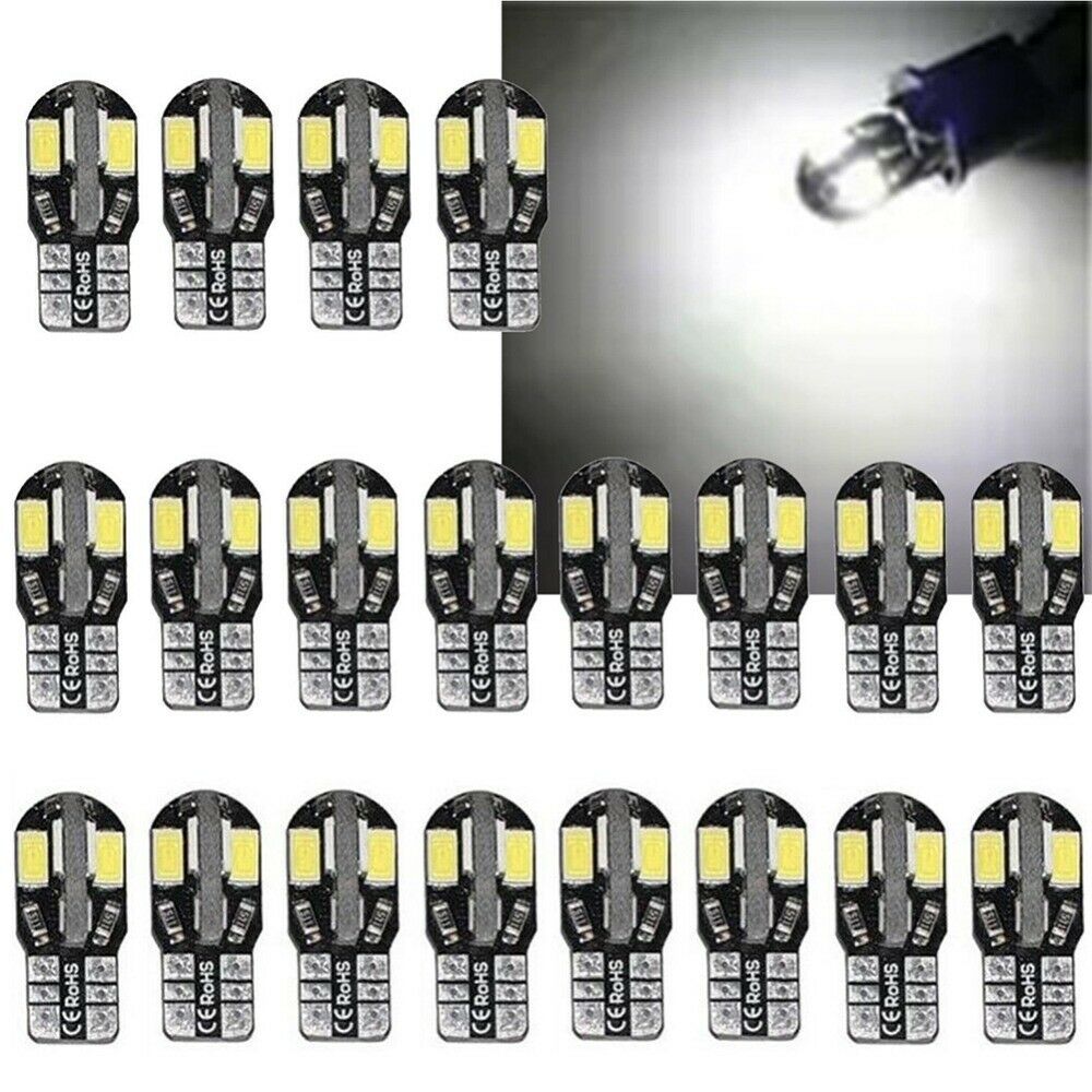 20Pcs T10 White 5730 8SMD LED 12V Car Side Wedge Light White Lamp Bulb Car Style