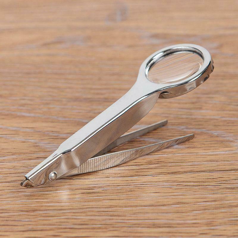 10X Handheld Magnifying Glass Portable Magnifier with Precision Tweezers Loupe
