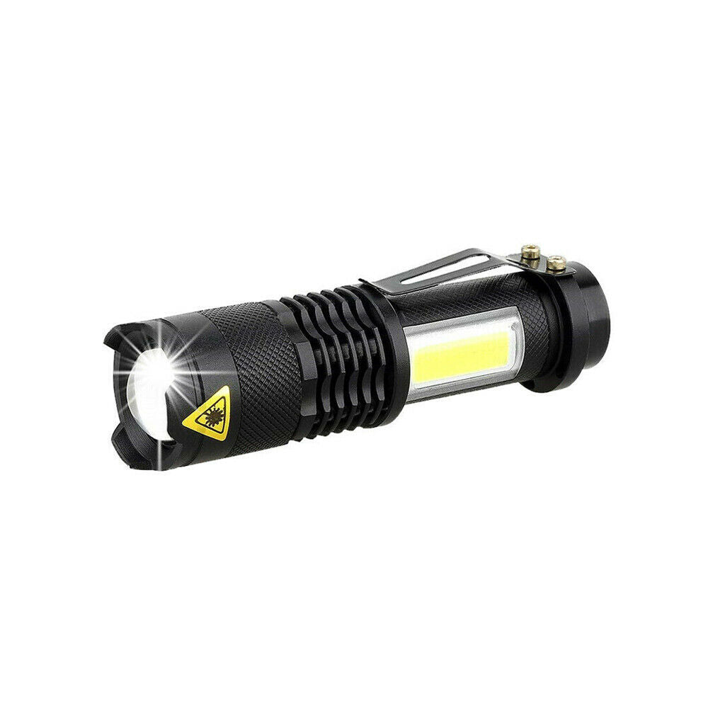 8000LM Portable LED Flashlight Q5+COB Zoomable Torch Mini Pocket Light 4 Mode zj