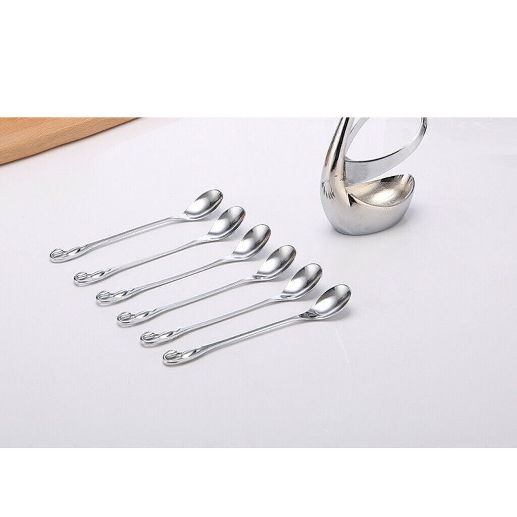 Stainless Steel Swan Style Holder Coffee Dessert Spoon Fruit Fork Cutlery Rest