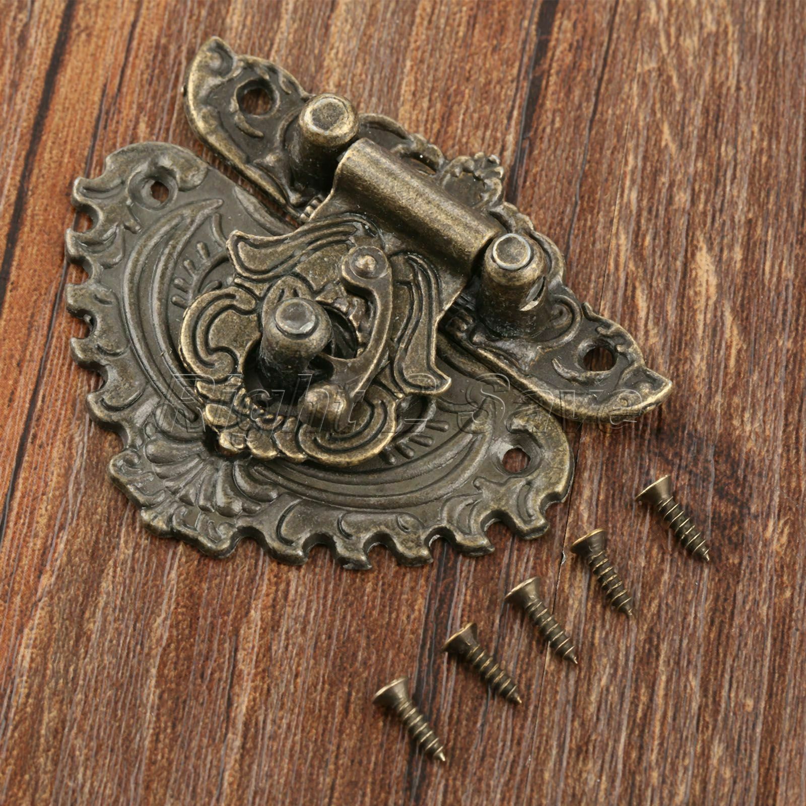 European Carved Decor Jewelry Box Latch Catch Hasps Retro Cabinet Clasp Buckle