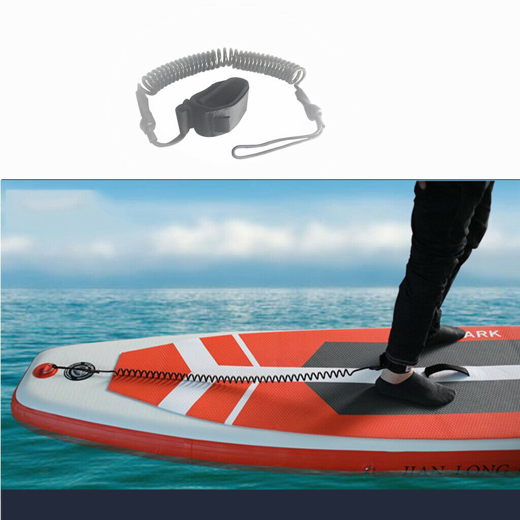 Premium Surfboard Coiled Leash SUPs Leg Rope 10ft Surfboarding Surfing Secure