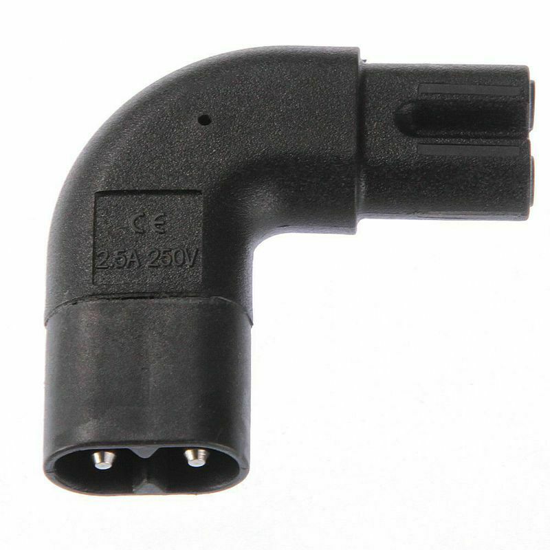 IEC320-C8 Male to C7 Female 90 Degree Angle Sided Angled Power Adapter 110-250L1