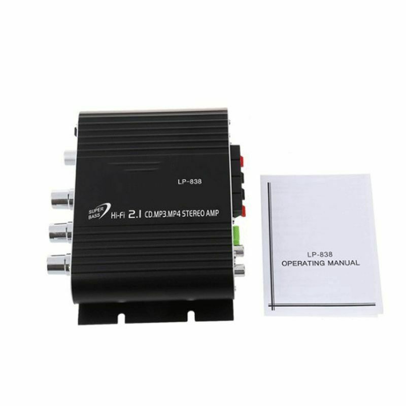 Lepy LP-838 20W Mini HiFi BASS 2.1 Car Home Audio Amplifier Mobile PC Player 12V