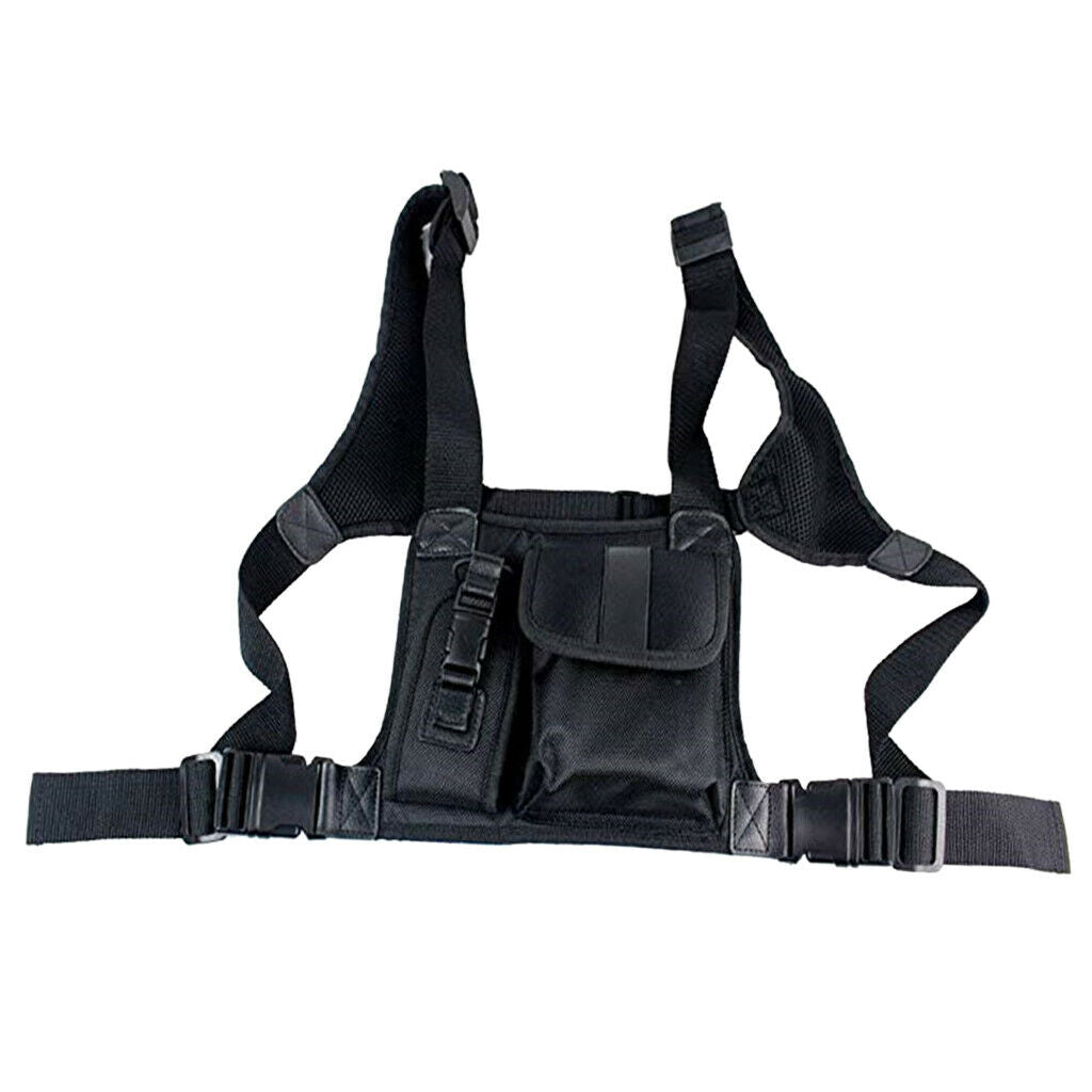 Radio chest strap chest front pocket holster vest rig for radio