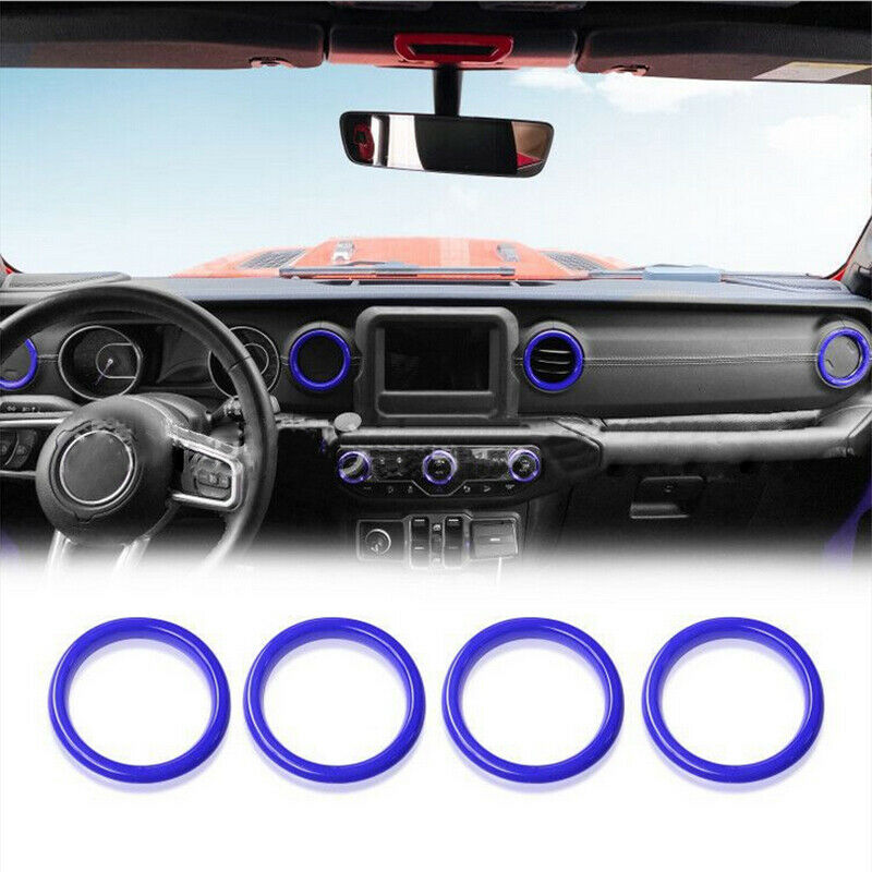 Blue Dashboard Air Vent Outlet Trim Cover Ring For Jeep Wrangler JL 18-20