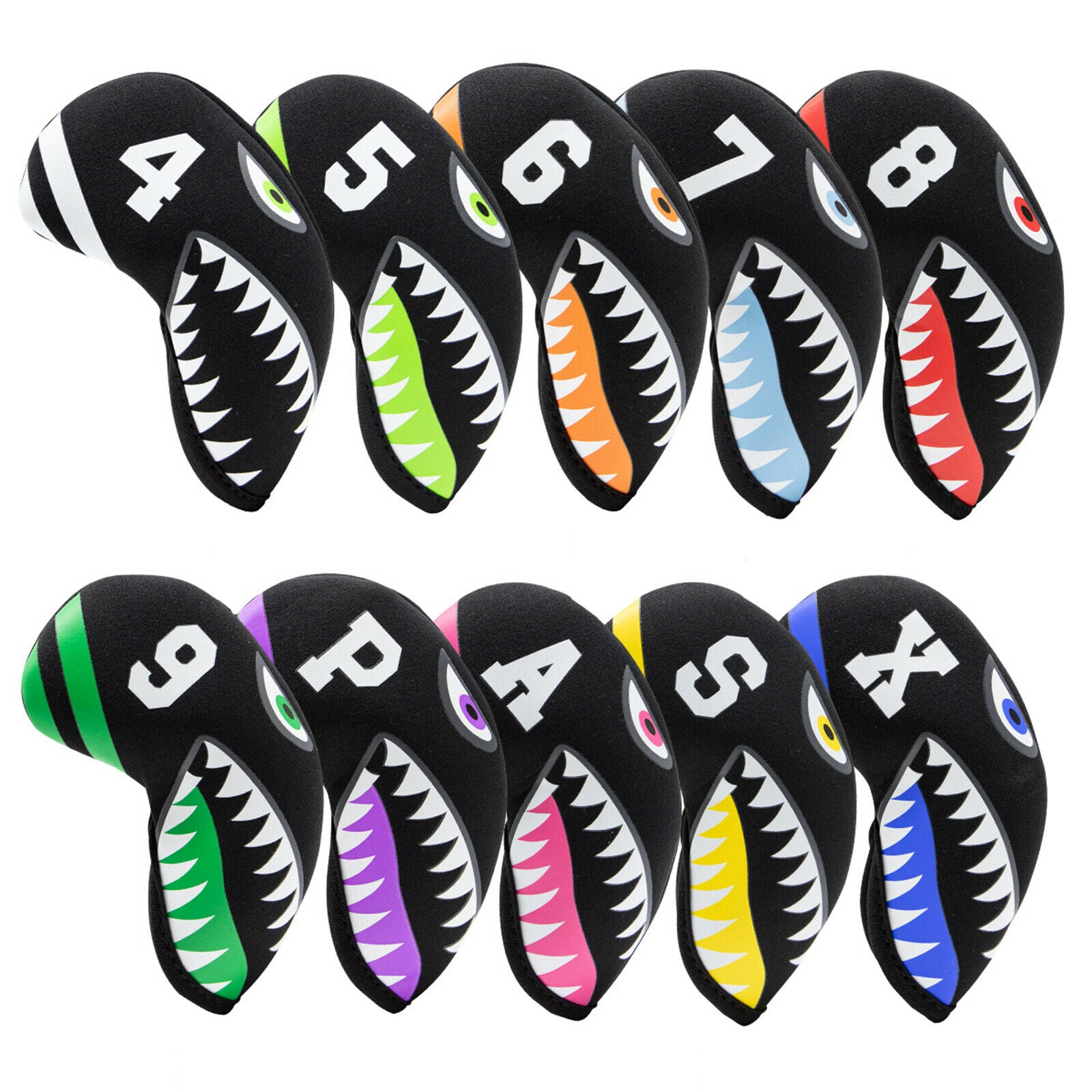 10 Pieces Golf Iron Head Cover Durable Club Headcover Anti-Scratch Transport