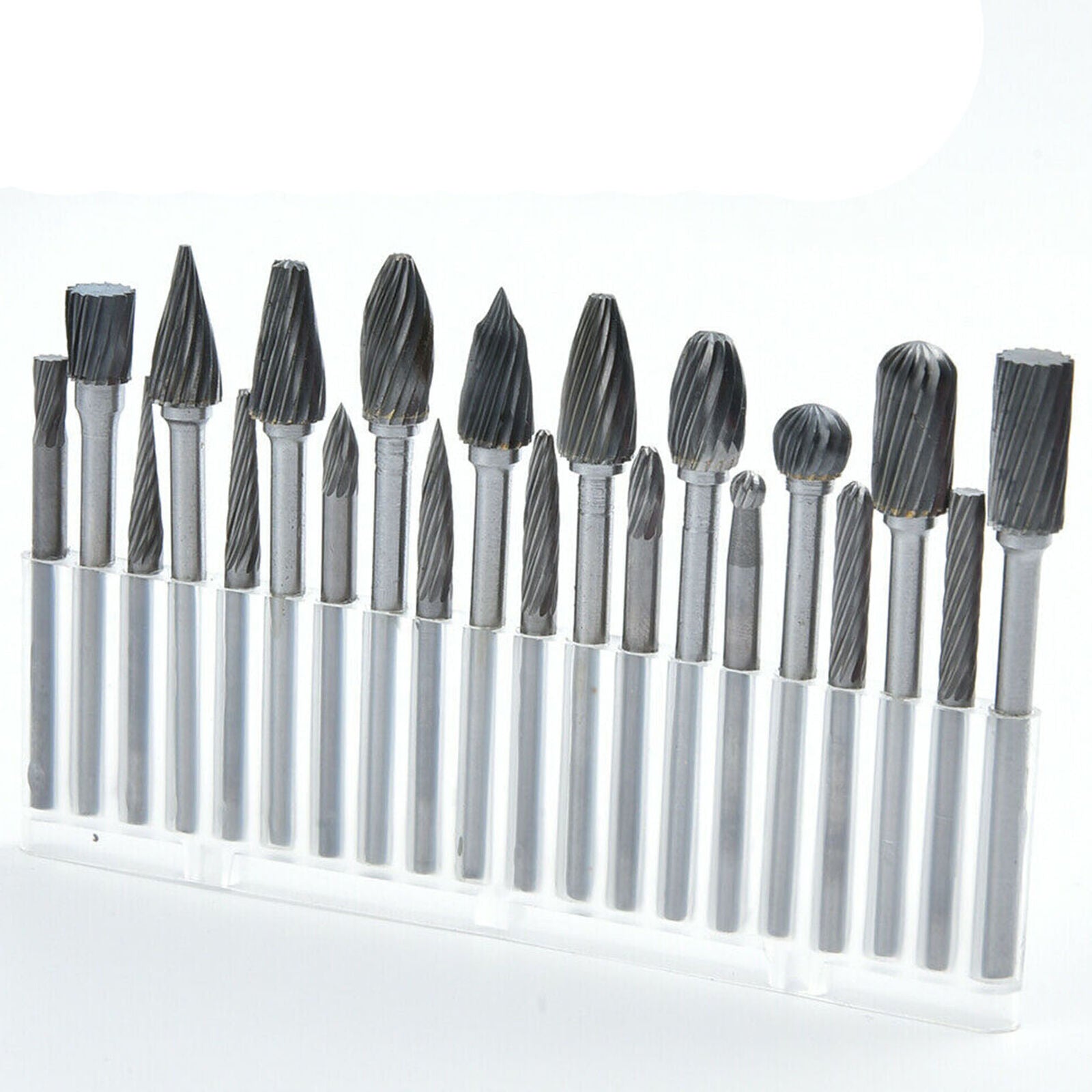 20pcs Tungsten Carbide Rotary Point Burr Die Grinder Shank Set Single Cut Solid