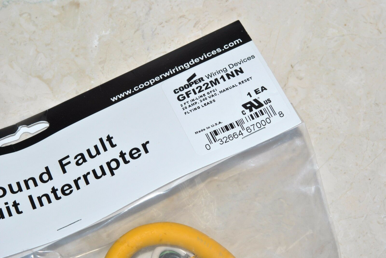 1pcs - COOPER GFI22M1NN 20A 240V/AC Industrial grade portable GFCI - NEMA 4X