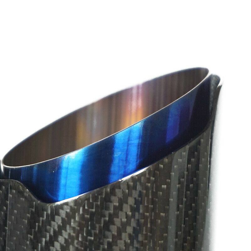 66mm Inlet Roasted Blue Carbon Fiber Steel Car Exhaust Pipe Tail Muffler End Tip