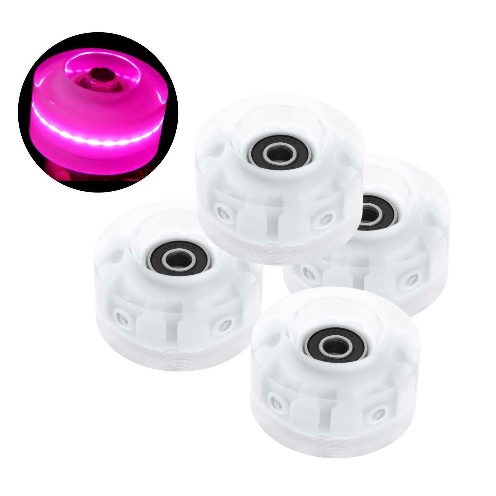 2X 4 Pack Roller Skate Wheels with Bearings for Double Row Skateboard Pink