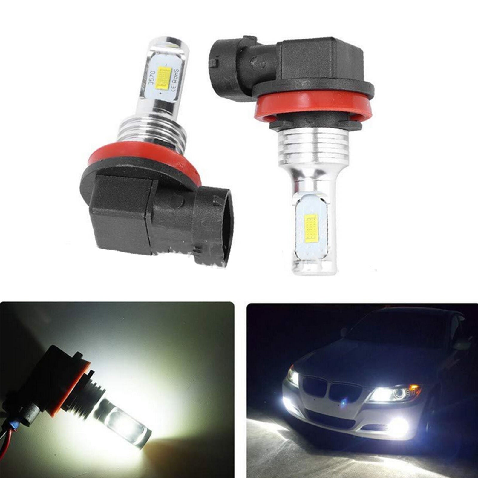 Upgrade H11 H8 H9 LED Headlight Bulbs Kit High Low Beam 35W 4000LM 6000K White