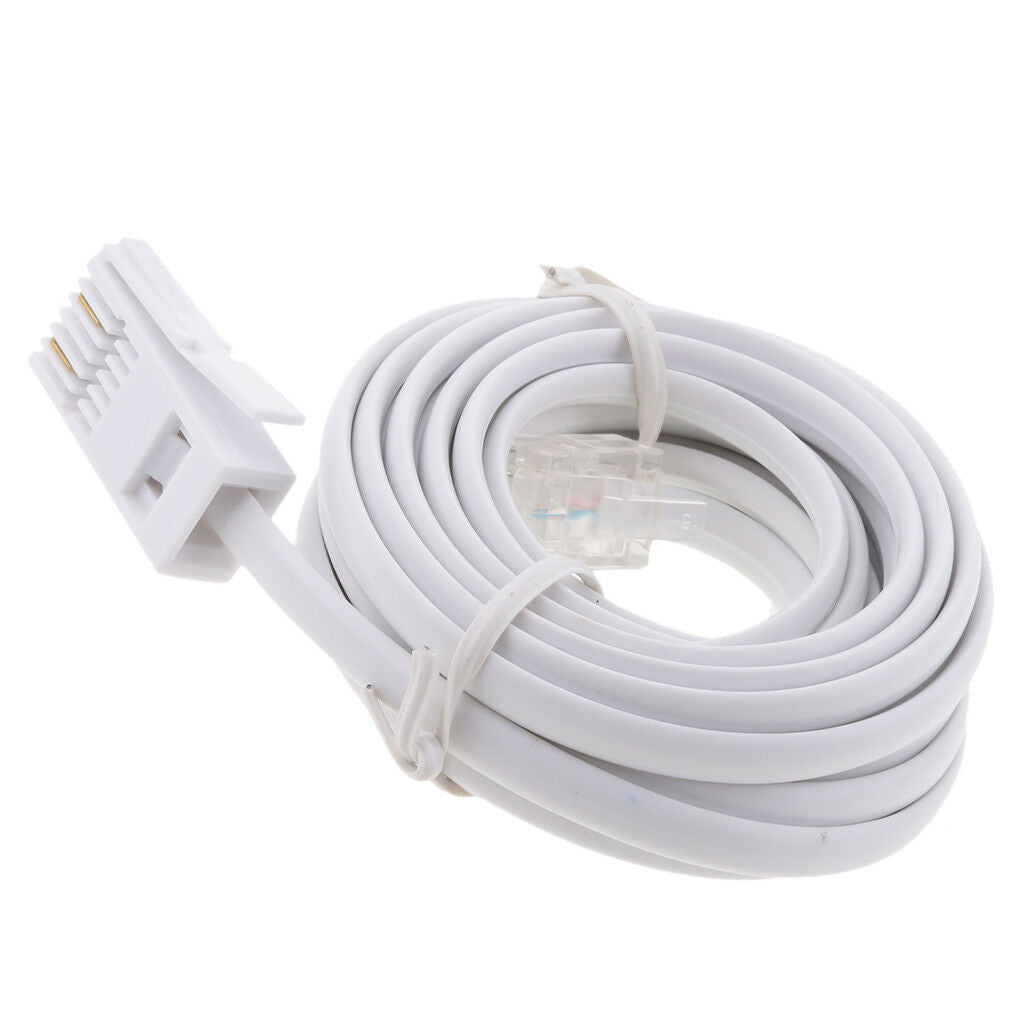 10ft RJ11 to UK BT 6P2C Landline Telephone Extension Cable Connector