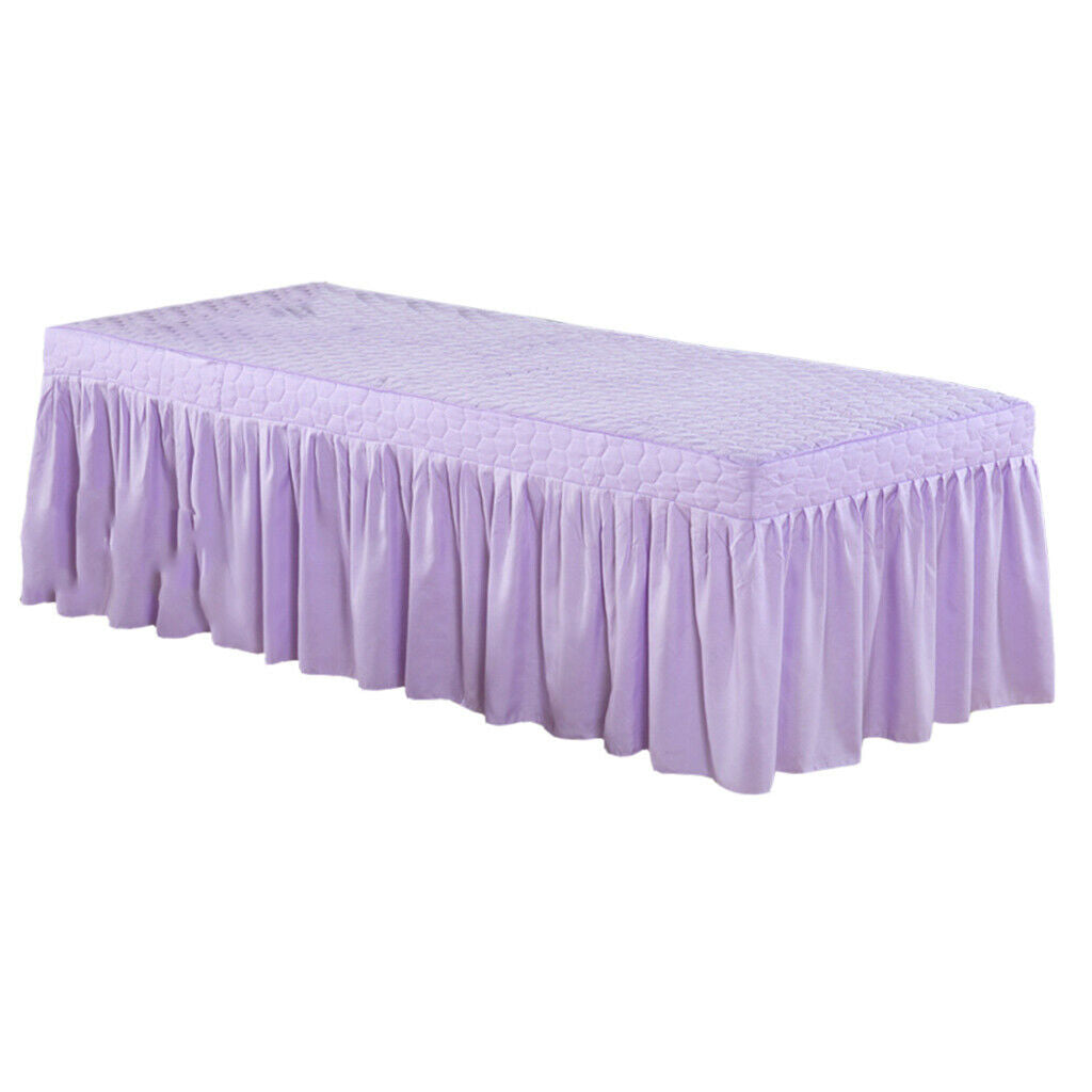Massage Table Skirt Beauty Bed Cover Valance Sheet  Light Purple