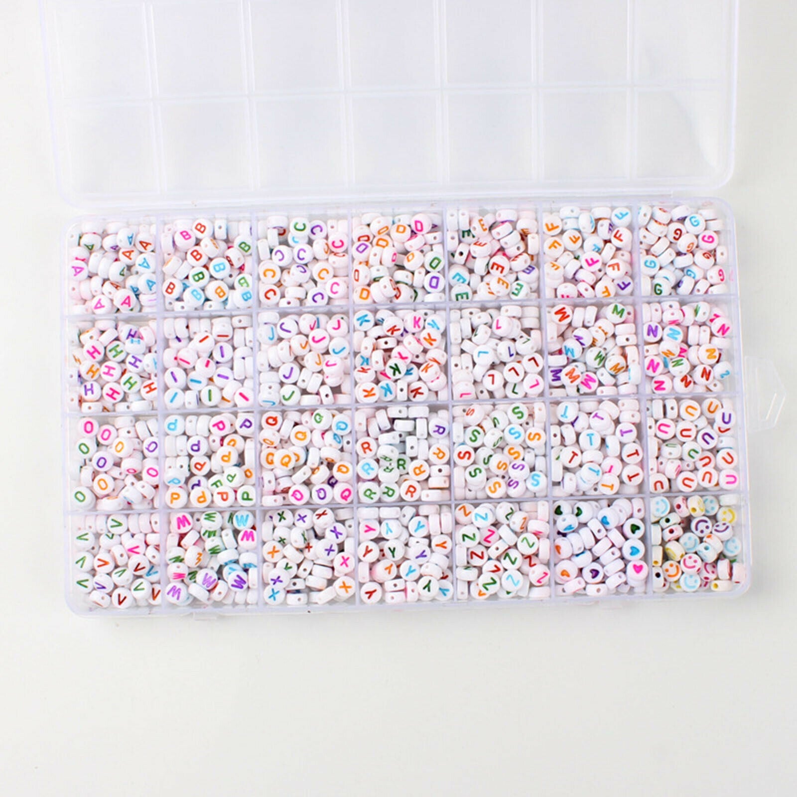 1400Pcs White Alphabet Letter Beads Colorful Spacer Beads DIY Name Bracelets