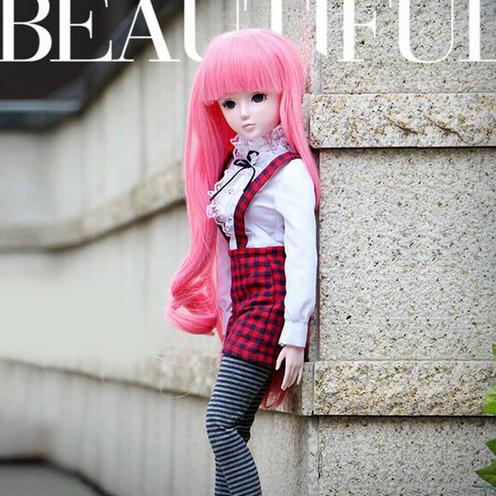 1/3 BJD Fancy White Blouse Plaid Suspender Pants Set Clothes for 60cm Fairy