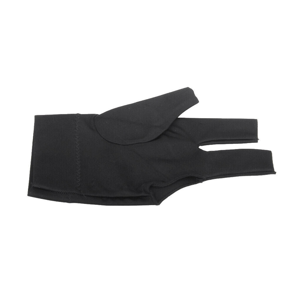 2xBlack Spandex Snooker Billiard Cue Glove Pool Left Hand Three Finger Accessory