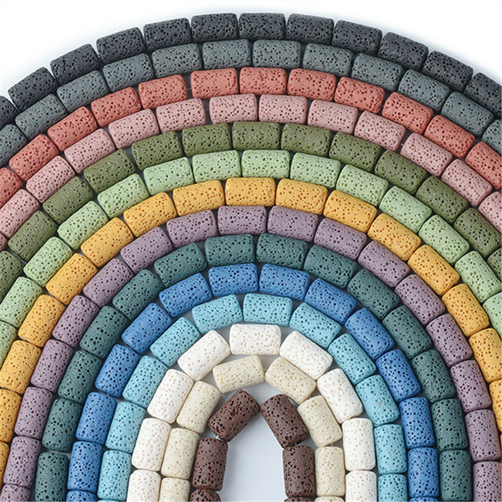 100PCS/Box Cylinder Spacer Bead - 8-9mm Lava Stone Loose Beads for DIY Making