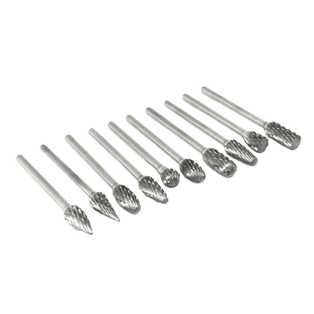 10 Packs 3x6mm Carbide Rotary Die Grinder Burr Drilling Carving Tool Set