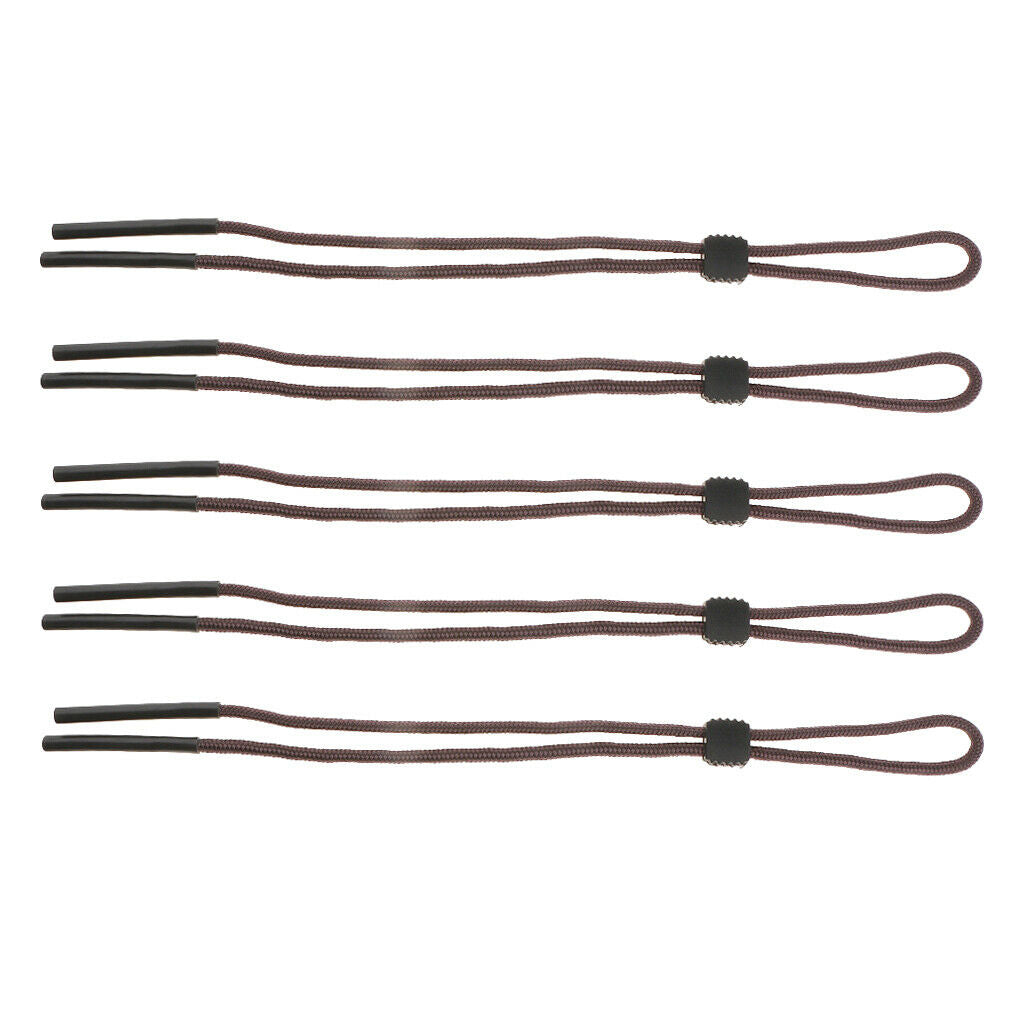 5Pieces Eyeglass Holder Glasses Sports Band Cord Neck Strap Tube Chain Brown