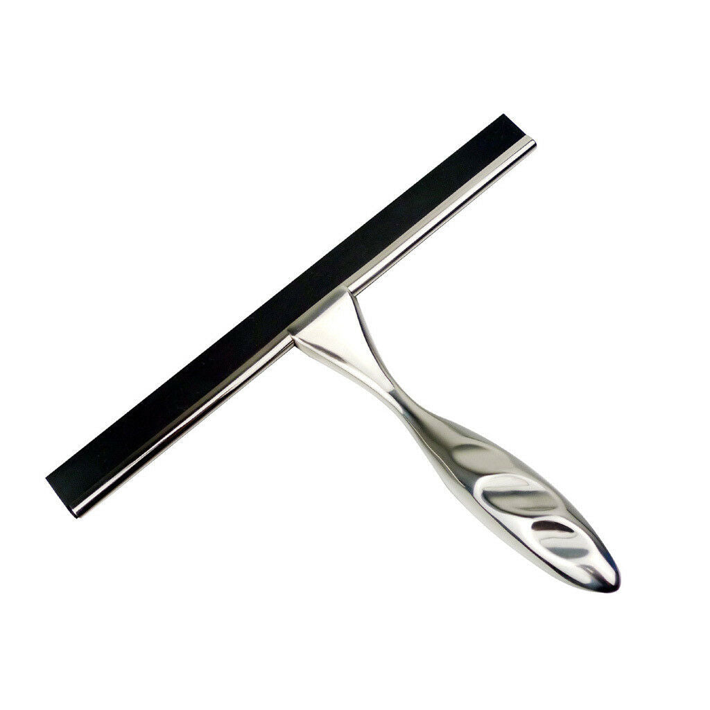 2x Stainless Steel Shower Squeegees with Suction Base Holder for Home Mirror