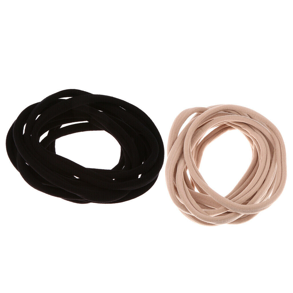 20 Pieces Hair Elastics Hair Ties Ponytail Holders No Metal 8cm Black + Khaki