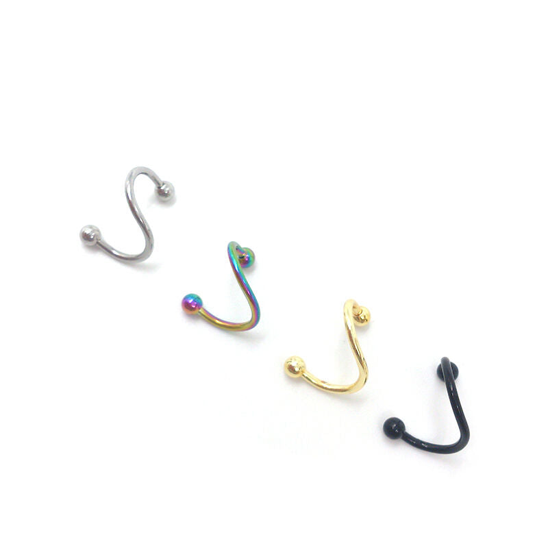 4x Stainless Steel Flexo Twist Helix Cartilage  Lip Nose Ring Earring Pier.l8