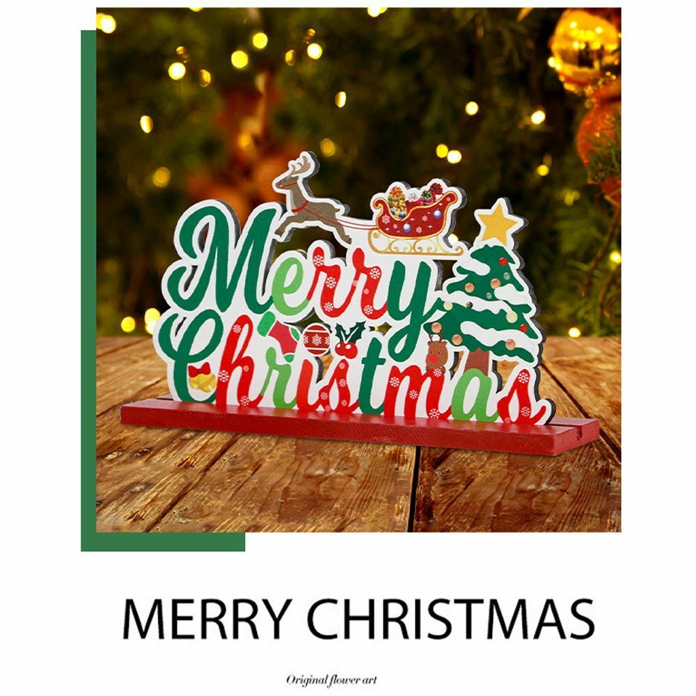 Desk Wood Craft Xmas Desktop Decorations Wooden Ornaments Christmas Table Decor