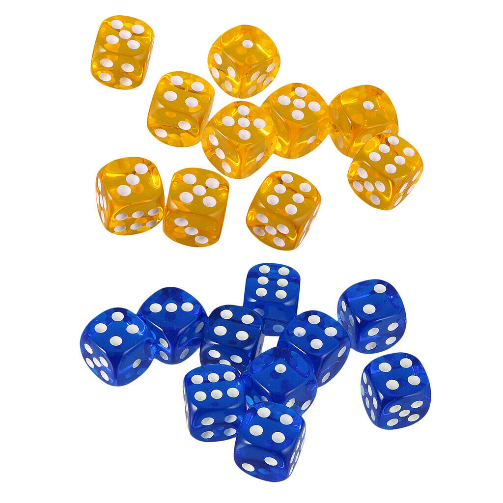 20 Piece 6 Sided Gaming Dice Set, 16mm Round Corner Dice for Playing Games, Such