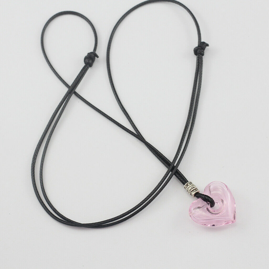 Essential Bottle Diffuser Perfume Heart Glass Pendant Necklace Pink