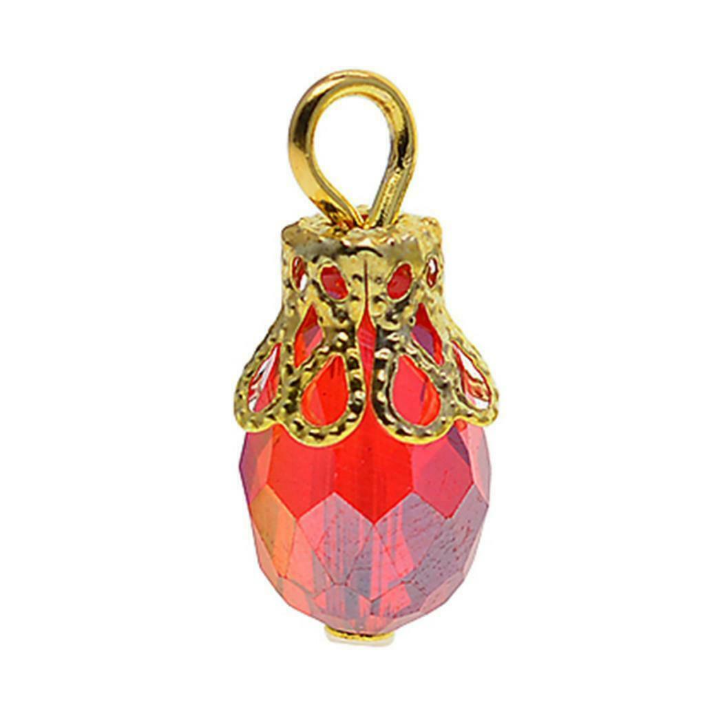 50pcs Crystal Faceted Glass Pendants w/Floral   For Jewelry Making Earring