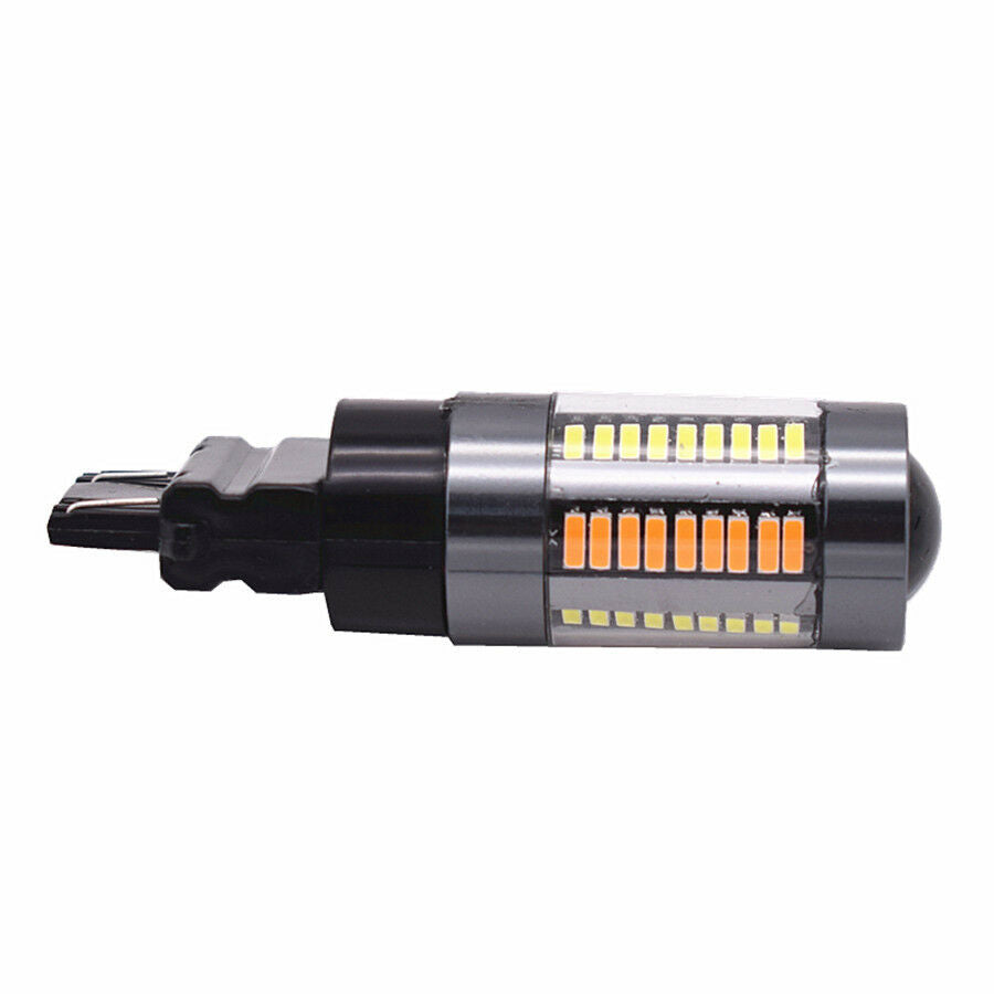2Pcs Car LED Bulbs White Amber Switchback Turn Signal Parking Stop Light 6500K