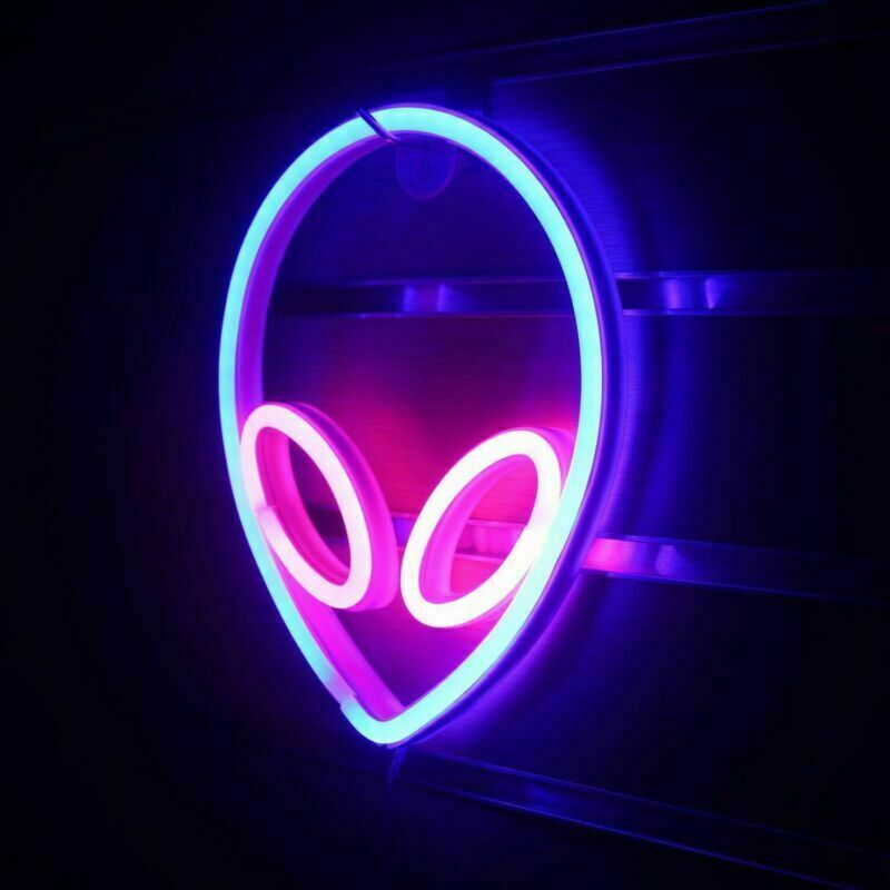 LED Alien Neon Wall Sign Cool Light Decorations Accessories Bedroom Home Party