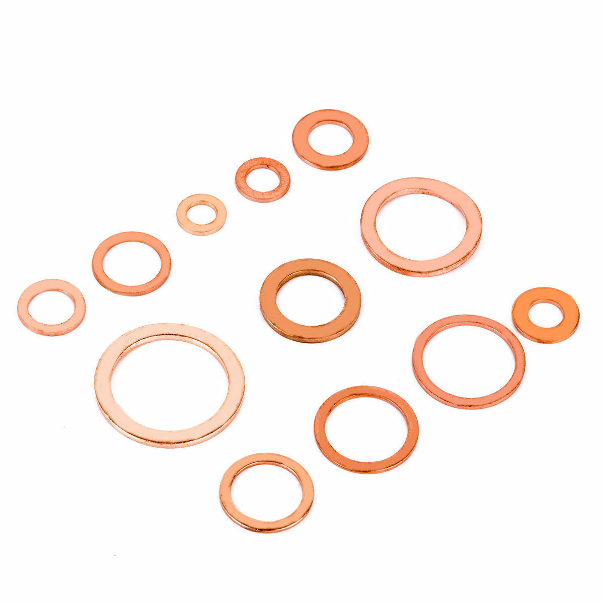 280Pcs Kit 12 Sizes Assorted Solid Copper Crush Washers Seal Flat Ring With Box
