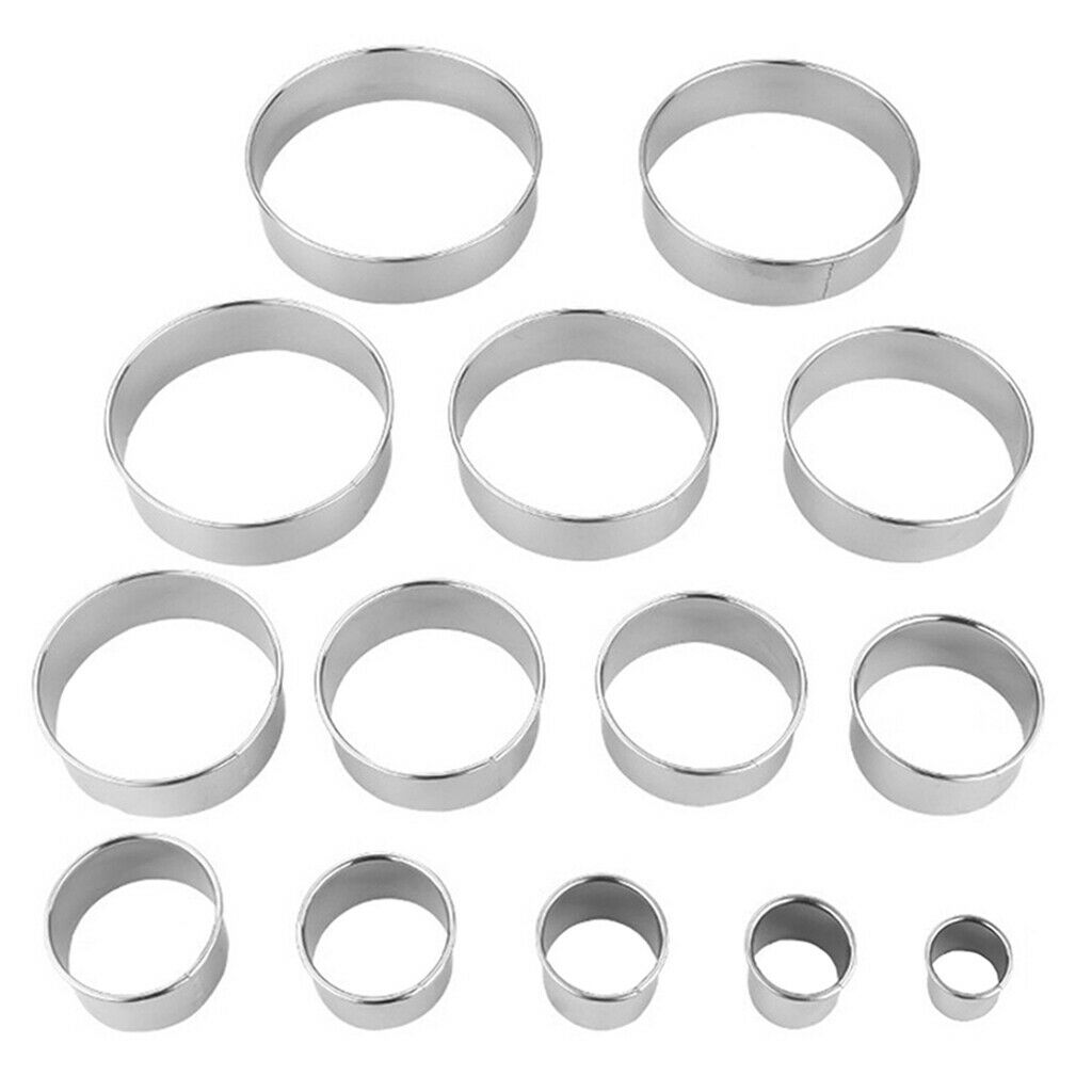 Stainless Round Cookie Biscuit Cutter Kit 14 Pieces For Fruits Veggies