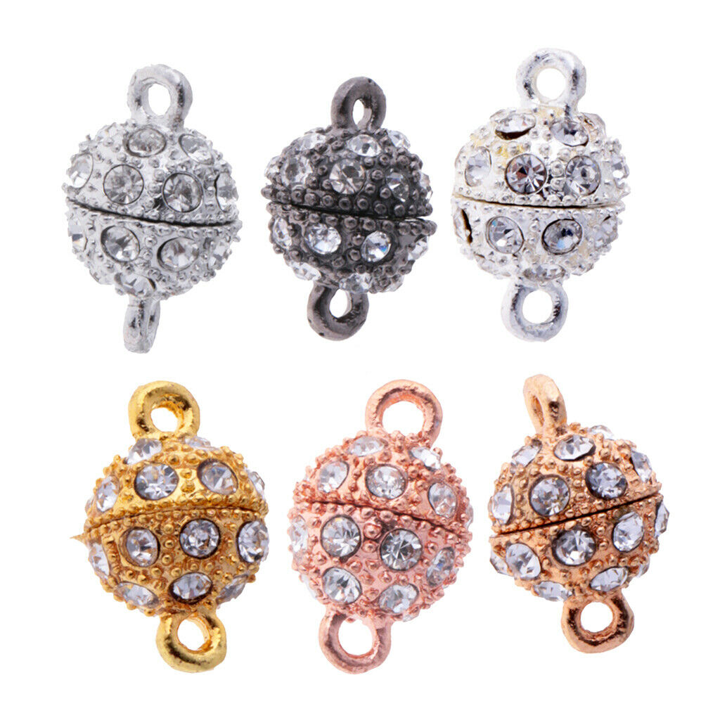 Find 6 pieces of rhinestone round ball brass magnetic clasps jewelry