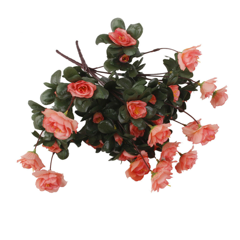 2 xArtificial False Azalea 18 Head Flowers Home Party Garden Decor Dark Pink