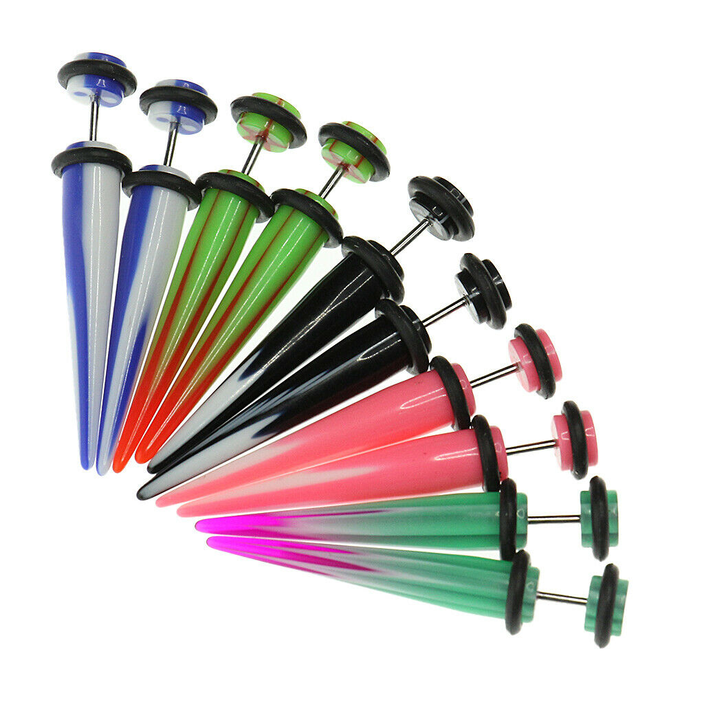5 Pairs Mixed Colors Stretch Bar Acrylic Ear Expander Tunnel Stretch Bar Jewelry