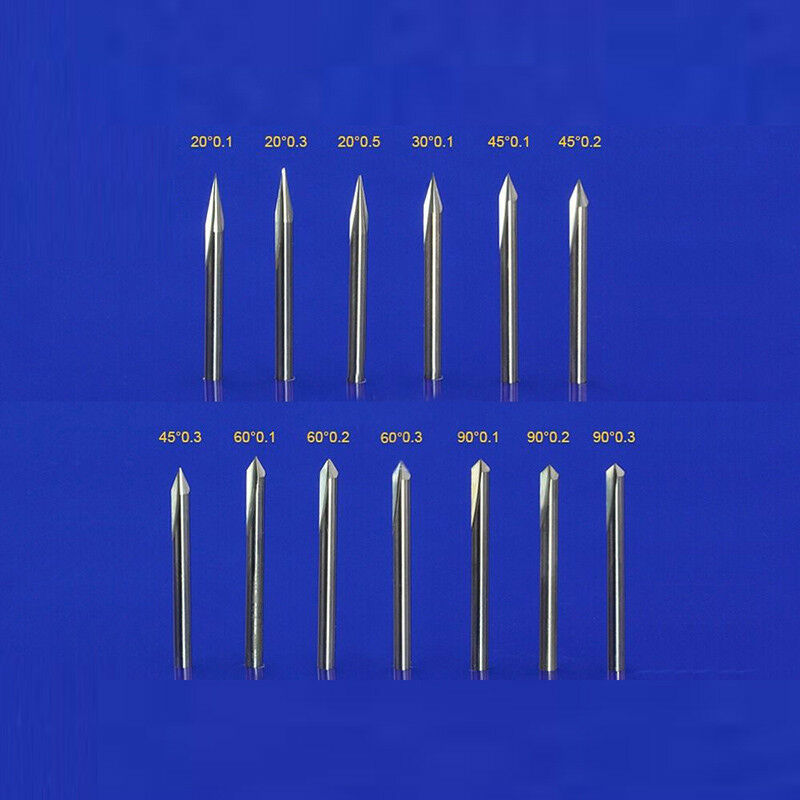 5Pcs 3mm 30 degree 0.3mm Tungsten Carbide Double Flutes Straight Engraving Bits