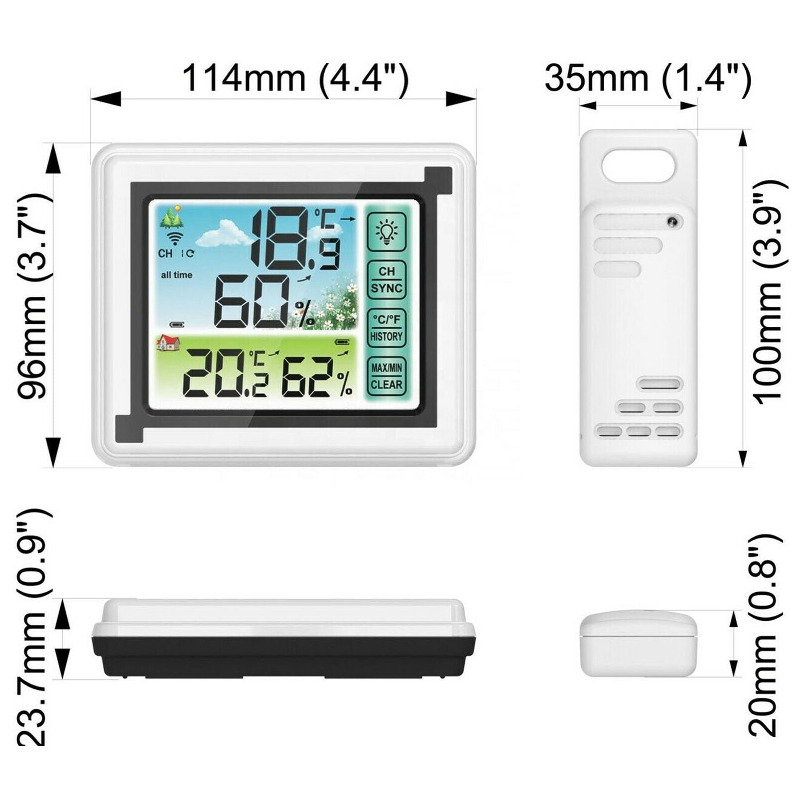 Weather station digital Thermometer Hygrometer Indoor Outdoor Temperature