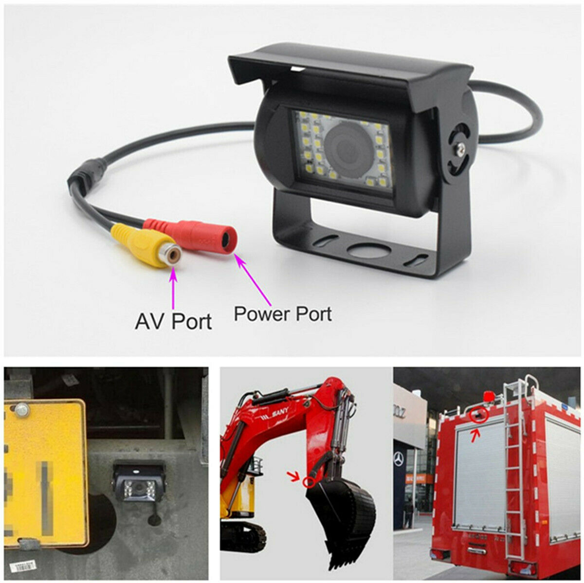Car BUS Truck Van Rear View Camera Waterproof Anti-Shock 24 LED Nights Look