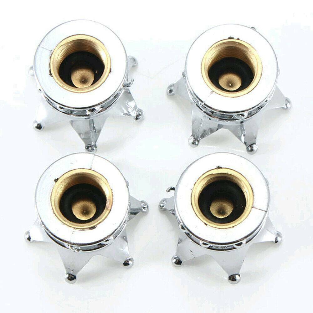 4 Chrome Royal Crown Valve Stem Caps for Motorcycle & Car Wheel Air Tire Rims